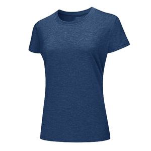 Camisetas personalizadas con cuello en V para mujer, camisetas de manga corta de poliéster transpirable, tela vaquera ecológica - Product Image 1
