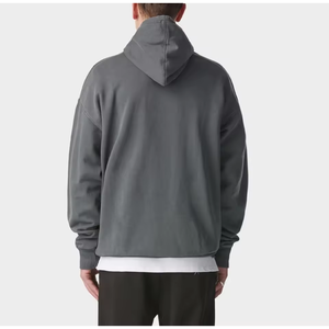 Sweat à capuche gris ardoise délavé personnalisé pour homme, coupe oversize, épaules tombantes, poche kangourou, Trackstar, OEM, marque privée - Product Image 4