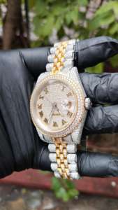 Montre chronographe de luxe en acier inoxydable de haute qualité, sertie de saphir en cristal de moissanite glacé, pour homme, passe le testeur de diamants, quartz - Product Image 5