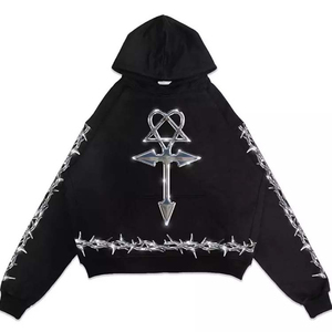 Sudadera con capucha con diseño de estampado DTG de algodón orgánico 100% con capucha con estampado de logotipo personalizado para hombres, moda personalizada transpirable GSM pesada - Product Image 2