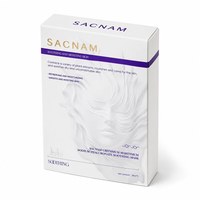 Boîte d'emballage personnalisée pour masques faciaux, blanche, gaufrée, avec bande dorée et rayures violettes, carton souple pliable pour masques en feuille
