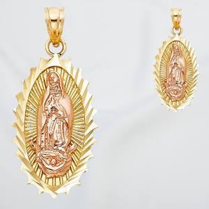 Collar con Colgante de la Virgen de Guadalupe en Oro de Dos Tonos de 14K, Estilo Cristiano, para Mujeres, Hombres y Niños, en Oferta - Product Image 6