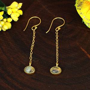 ต่างหูระย้าแฟชั่นกระจกแตกสีเขียว - Product Image 1