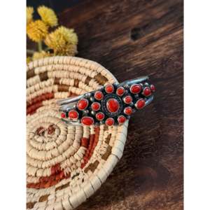 Kathleen Livingston Natural Coral & Sterling <b>Silver</b> Cluster Fashion <b>Cuff</b> <b>Bracelet</b> - Product Image 4