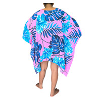Nouvelle Robe Poncho Tissée Respirante en Rayonne à 100% avec Imprimé Feuilles et Épaules Découpées – Parfaite pour la Plage et les Tenues Décontractées d'Été