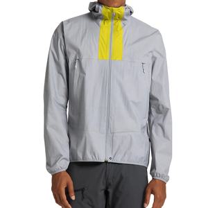 Veste imperméable à capuche coupe-vent doublée pour homme de couleur grise à séchage rapide, veste de pluie unie pour homme - Product Image 1