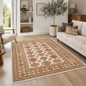 Netline Home Balanced Geometry Warm White Heritage Washable <b>Rug</b> - Product Image 4