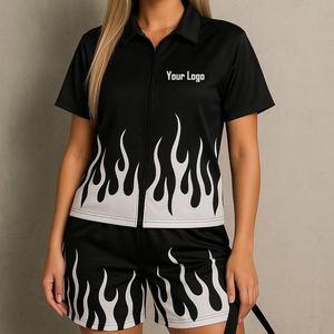 (Oferta caliente) Trajes de moda casuales de verano Camiseta de cuello redondo con letras estampadas de poliéster Traje de manga corta para mujer con precios de fábrica - Product Image 5