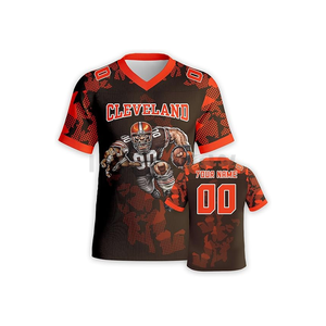 Sublimation de vêtements de football personnalisés de qualité supérieure, entièrement en coton et polyester, maillot de football américain brodé sur mesure - Product Image 1