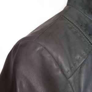 Custom High Quality Men's Genuine Sheep Skin Leather Bomber <b>Jacket</b> with Stand Collar Canvas Fabric Winter Moto & Biker Style - Product Image 3