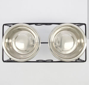 Comedero para perros de acero inoxidable de hierro forjado S-Design, comedor elevado antideslizante con 2 cuencos para gatos y perros para una alimentación conveniente para mascotas - Product Image 2