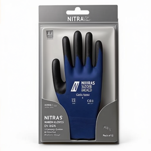 Guantes NITRAS Talla 9 Azul/Negro EN 388 PPE Categoría II Guantes de Jardinería y Equipo de Protección Paquete de 12 - Product Image 3