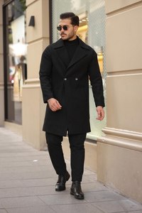 Abrigo Largo de Lana para Hombre, Diseño Cruzado, Estilo Clásico, Cuello Solapa, Cálido y Cómodo para Clima Frío - Product Image 3