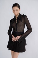 Chemises et chemisiers pour femmes de haute qualité taille S M L en stock Mira dentelle à manches longues Blouse femme vêtements blanc Vietnam usine