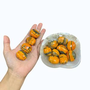 Piedra Natural Pulida de Jaspe Naranja Negro Indonesio, Pequeña Placa de Piedra Rodada con Patrón, Feng Shui, Jade, Cristal, Ágata, Amatista - Product Image 4