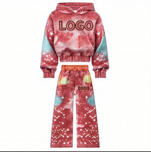 OEM Logo personnalisé Hommes Impression bouffante Strass Survêtement pour femmes Sweat à capuche et pantalon Ensemble Confortable Tendance Strass Survêtement - Product Image 4