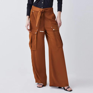 Hot Selling Top Quality Casual Pants High Waist Straight Wide Leg Summer Beach <b>Trousers</b> For <b>Women</b> Cargo Pants - Product Image 6