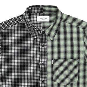 Chemise décontractée à carreaux mélangés Ovadia & Sons Max, anti-plis, 100 % coton popeline, motif patchwork, taille XL - Product Image 2