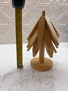 Ensemble de dessous-de-verre et de dessous-plat décoratifs en bois en forme d'arbre |   Tapis en bois naturel fait main résistant à la chaleur pour table à manger et cuisine - Product Image 4