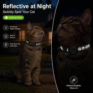 Collier de suivi GPS intelligent pour chats, étanche, compatible Android, technologie avancée Find My, sans frais mensuels - Product Image 1