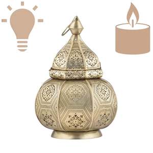 Moroccan Copper Plated Metal <b>Lantern</b> Vintage Table <b>Candle</b> <b>Holder</b> for Home Decor Wedding and Festive Event Lighting - Product Image 2