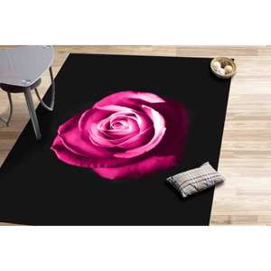 Tapis Rose Rose : Décoration de salon botanique noire, Tapis imprimé, Tapis en chenille - Product Image 3