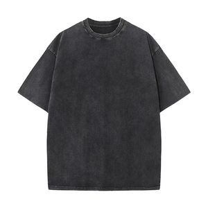 เสื้อยืดคอตตอน 100% พิมพ์ลายโลโก้ตามสั่ง แขนสั้น สไตล์วินเทจ ล้างสีแบบแอซิด ไซส์พลัส โอเวอร์ไซส์ สำหรับผู้ชาย - Product Image 5