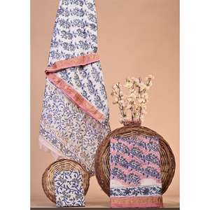 Conjunto de traje Maheshwari con estampado de bloques para mujer - Product Image 1