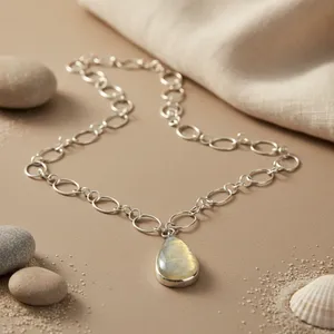 "925 <b>Silver</b> Freshwater <b>Pearl</b> Religious Teardrop <b>Necklace</b> for Women Gift" - Product Image 2
