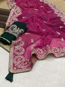 Designer Fantaisie Tendance Belle Tenue Top Qualité Georgette Saree Blouse Avec Séquence Jari Travail Fournisseur De L'Inde à Vendre - Product Image 5