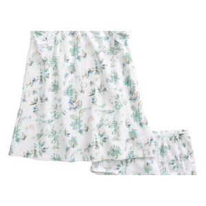 Set di 2 vestiti con volant tropicali bianchi e verdi per bambina, 100% cotone, taglia 9M - Product Image 3