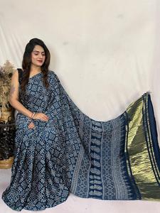 Soie Gaji la plus tendance avec Bandhej Print Saree Femme Fabricant et fournisseur de mode de Surat au taux le plus bas - Product Image 5