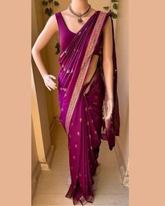 Hermoso estilo Bollywood All-Pallu Jacquard Work Saree Exclusivo Jacquard Border Rich Viscose para fiestas Diwali Festividades - Product Image 3