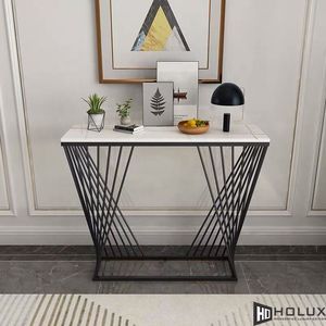 RANI Modern Living Room Furniture Decorative Table with Wood Stone <b>Top</b> and Iron Frame for Dining or Apartment Use CST027 - Product Image 5
