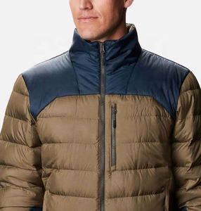 Custom Men's High Street Hooded Stand Collar Canvas Windbreaker Jacket Waterproof Winter Puffer <b>Polyester</b> <b>Filling</b> Front Logo - Product Image 3
