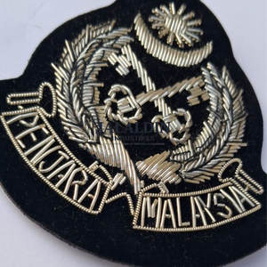 High Quality Custom Made MALAYSIAN 3D Embroidered <b>Silver</b> Badges for Uniforms Coats Jackets-Premium Canvas Fabric - Product Image 2