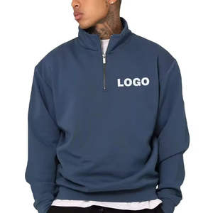 Wholesale Custom Pullover Blank Warm Winter Thick <b>Fleece</b> Basics Cotton Blended <b>Men's</b> <b>Quarter</b> <b>Zip</b> Sweatshirt - Product Image 4