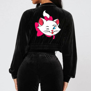 Offre Spéciale automne femmes à capuche ensemble fermeture éclair poche coton haut court veste velours Jogging costume velours survêtements femmes 2 pièces ensemble - Product Image 3