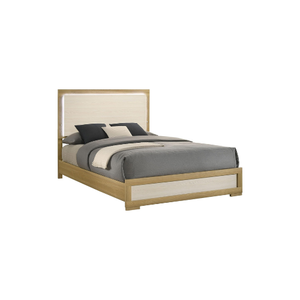 Para muebles del hogar, marco de cama de panel LED de madera maciza de tamaño Queen tradicional de Hyland con cabecero de madera Natural de 52 pulgadas - Product Image 1
