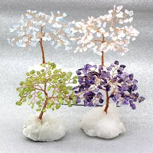Multi Crystal <b>Tree</b> Gemstone Cluster Wire Sculpture <b>Tree</b> Of Life Crystal Bonsai <b>Decor</b> Feng Shui Citrine Amethyst Rose Quartz - Product Image 2