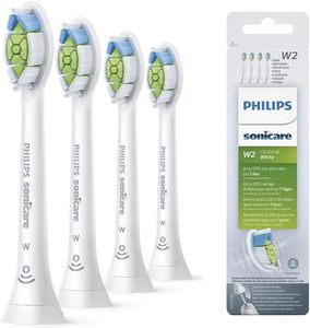 Têtes de brosse à dents sonique standard Philips Sonicare Original W2 Optimal White, lot de 4, modèle blanc HX6064/10 pour brosse manuelle USB - Product Image 4