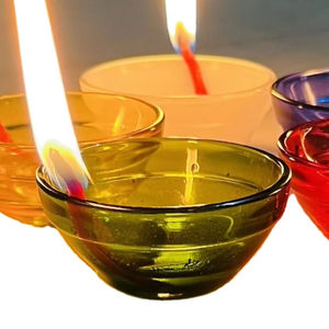 ขวดเทียนแก้วเปล่าพร้อมฝาไม้ไผ่,ขวดโลหะทำจากผ้าไหมแฮนด์เมดพิมพ์ลายวาเลนไทน์สีดำสีเหลืองอำพันฝ้าหลากสี - Product Image 1