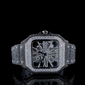 Reloj Automático de Alta Calidad con Diamantes de Moissanita Negros, Lujoso y con Incrustaciones, Disponible para Hombre a un Precio Accesible desde India - Product Image 1