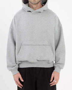 Sudadera con Capucha Corta de Algodón 100% Grueso de 460GSM 500GSM, Estilo Holgado, Personalizada con Estampado, Color Azul Klein, para Hombre - Product Image 5