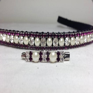 Banda de cuero de alta calidad para cejas de caballo, tamaño personalizado, precio al por mayor con perlas grandes y cadena de cristal - Product Image 4