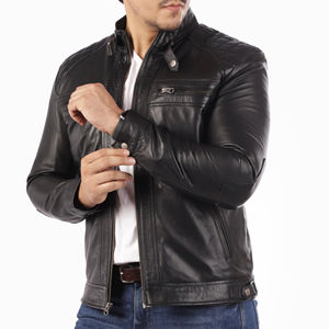 Chaquetas de Cuero Vacuno Genuino Negro para Hombre de Alta Calidad, Chaqueta de Cuero Transpirable con Diseño Personalizado para Hombre - Product Image 4