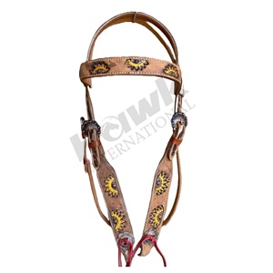 Cabecera de cuero ecuestre de calidad superior de Venta caliente, nuevo diseño occidental con características talladas a mano para montar - Product Image 1