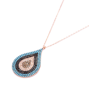 Pendentif en forme de goutte d'eau avec pierre en zircon, bijoux en argent sterling 925 faits à la main en Turquie, vente en gros - Product Image 1