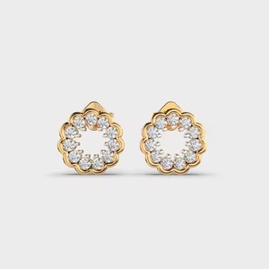 Good Quality Lab Created Diamond Jewelry Design Sterling Silver Gold 4mm 5mm Fine Women Stud Earrings From Indian Manufacturer - Product Image 1