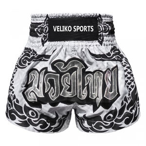 กางเกงขาสั้นชกมวยสำหรับผู้ชายดีไซน์ตามสั่งปักลายซับลิเมตชุดศิลปะการต่อสู้ทำจากผ้าฝ้ายแบบไทย - Product Image 1